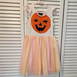 Ella Kids Halloween Pumpkin Dress - Orange, Pink, Yellow